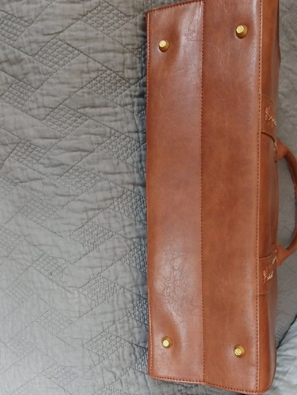 Lovevook Brown Leather Tote with Braided Strap Detail